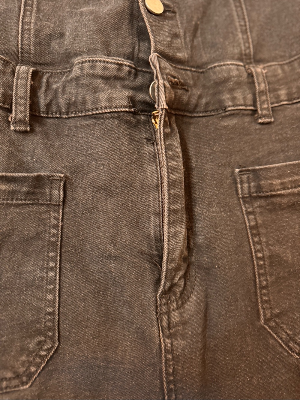 Black Short-Sleeve Denim Jumpsuit - Picture 5 of 8